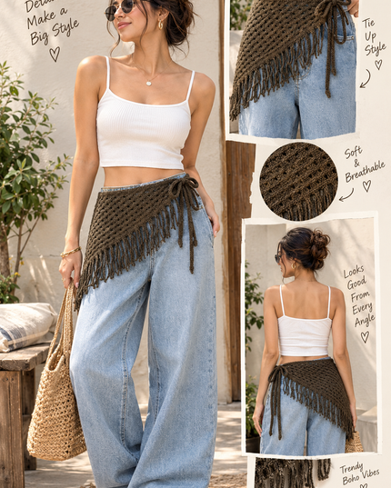 Trendy Boho Crochet Waist Wrap & Tassel Hip Scarf for Women & Girls (VT-180)