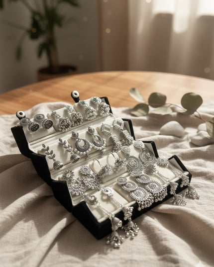 Boho Glam Oxidized Studs Gift Box – Set of 12 (COMBO 01)