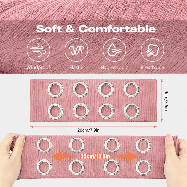 Y2K Punk Grommet Headband for Women & Girls | Pink Wide Knitted Band with Silver Metal Hollow Rings | Streetwear Hair Accessory (VT-24)