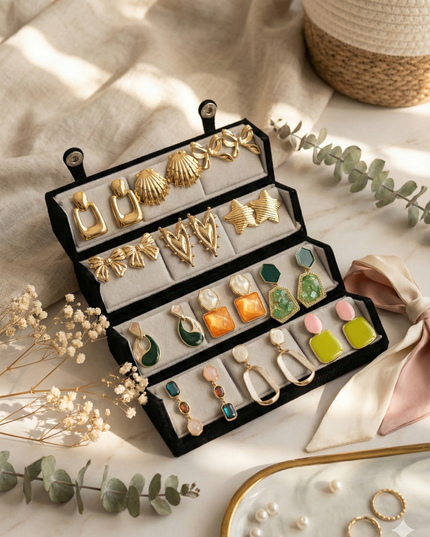 Premium Anti-Tarnish × Korean Earrings Gift Box – Set of 12 (COMBO 09)