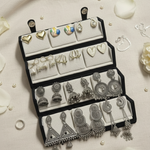 Set Of 12 Korean - Oxidized Earrings With Folding Jewelry Box (COMBO 03)