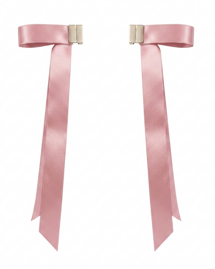 Magnetic Satin Bow Hair Clip | Long Ribbon Hair Bow | Coquette Aesthetic Hair Accessory for Women & Girls  (VT-11)
