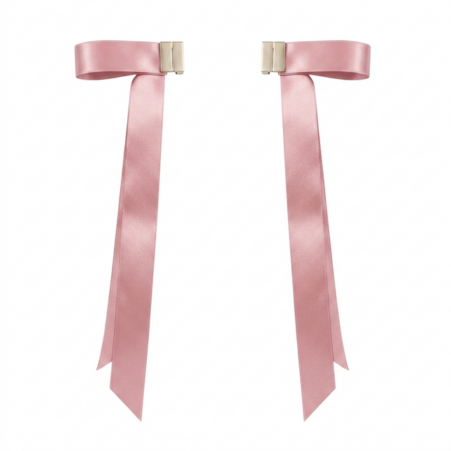 Magnetic Satin Bow Hair Clip | Long Ribbon Hair Bow | Coquette Aesthetic Hair Accessory for Women & Girls  (VT-11)