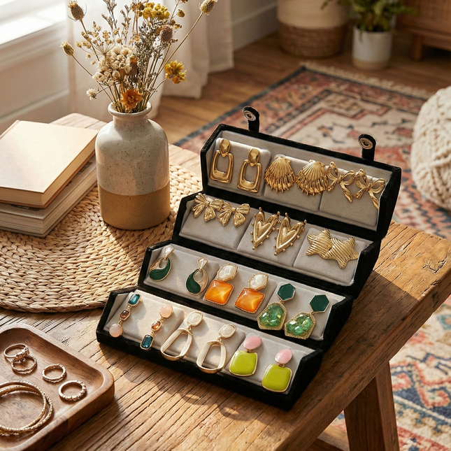 Premium Anti-Tarnish × Korean Earrings Gift Box – Set of 12 (COMBO 09)
