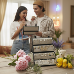 Set Of 12 Korean Style Earrings With Folding Jewelry Box (COMBO 02)