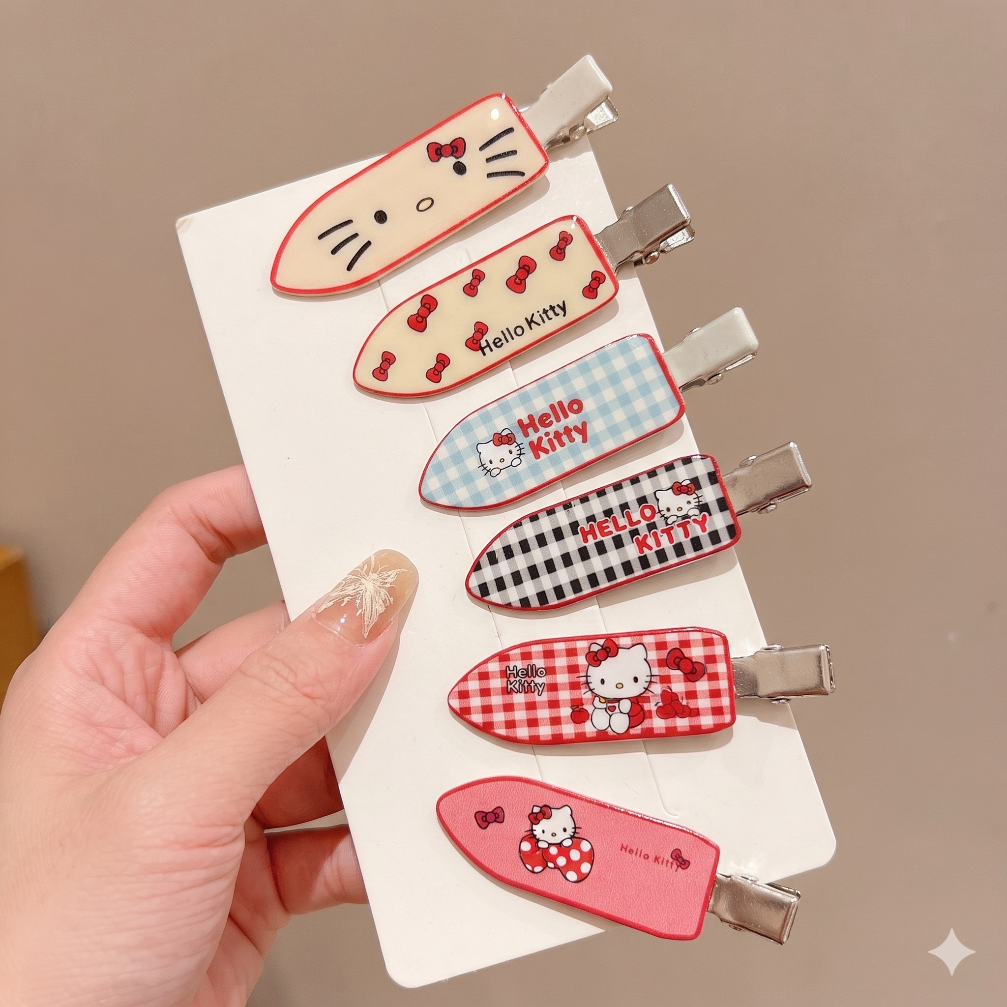 Kawaii Cartoon Character & Checkered Duckbill Hair Clips Set for Women ...