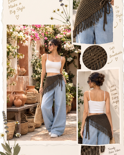 Trendy Boho Crochet Waist Wrap & Tassel Hip Scarf for Women & Girls (VT-180)