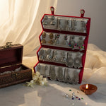 Set Of 12 Oxidized Designer Stud Earrings With Folding Jewelry Box