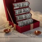 Set Of 12 Oxidized Designer Stud Earrings With Folding Jewelry Box