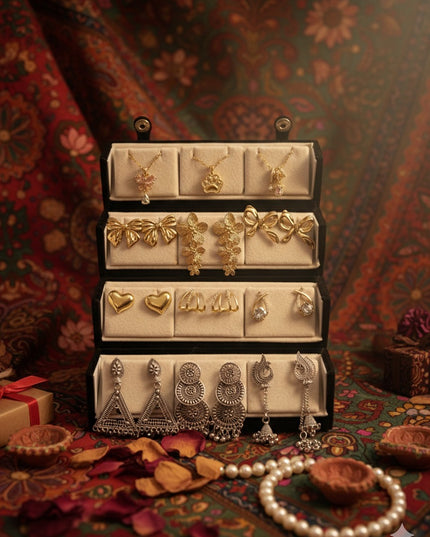 Korean × Oxidized Earrings & Necklace Gift Box – Set of 12 (COMBO 05)