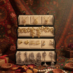 Set Of 12 Korean - Oxidized Earrings And Necklace With Folding Jewelry Box