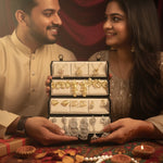 Set Of 12 Korean - Oxidized Earrings And Necklace With Folding Jewelry Box