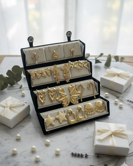 Statement Korean Earrings & Necklace Gift Box – Set of 12 (COMBO 07)