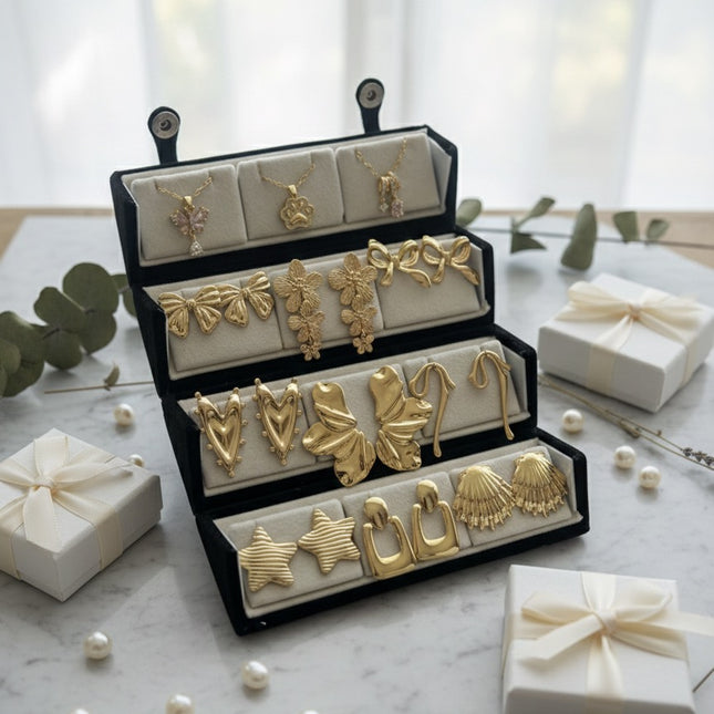 Statement Korean Earrings & Necklace Gift Box – Set of 12 (COMBO 07)