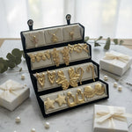 Set Of 12 Korean Earrings And Necklace With Folding Jewelry Box