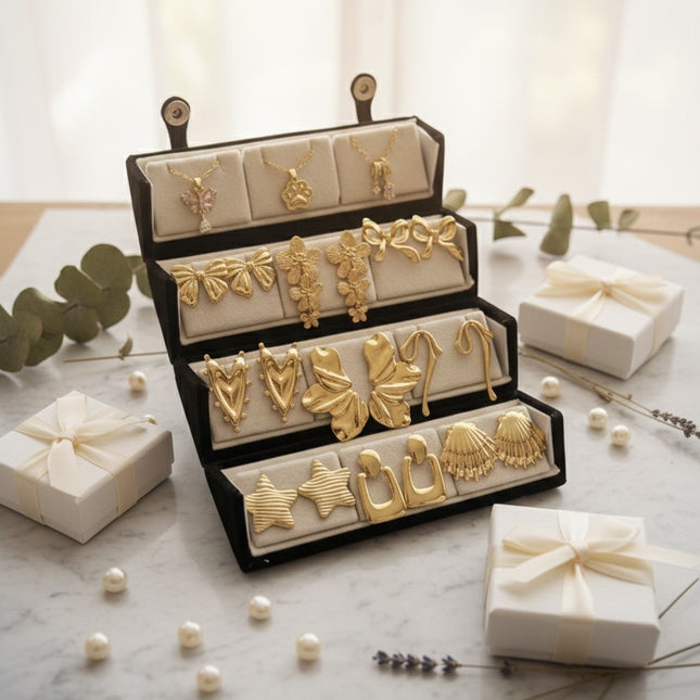 Statement Korean Earrings & Necklace Gift Box – Set of 12 (COMBO 07)