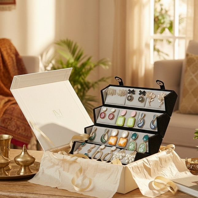 Premium K-Glam Earrings Luxury Gift Box – Set of 12 (COMBO 08)
