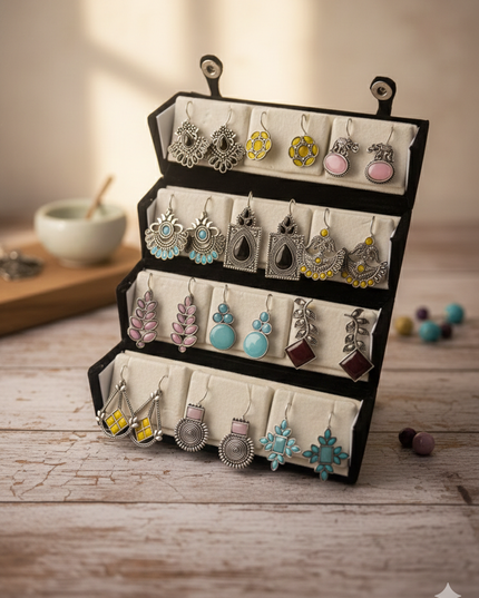 Oxidized Ethnic Designer Earrings Gift Box – Set of 12 (COMBO 10)