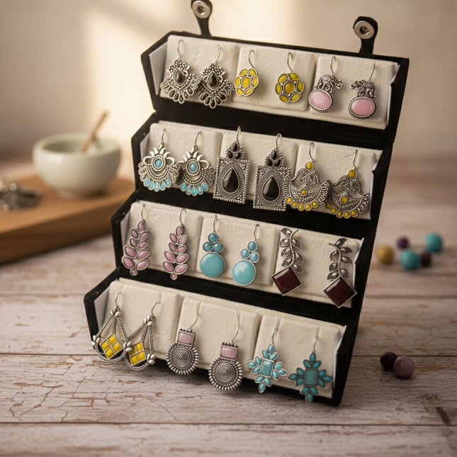 Oxidized Ethnic Designer Earrings Gift Box – Set of 12 (COMBO 10)