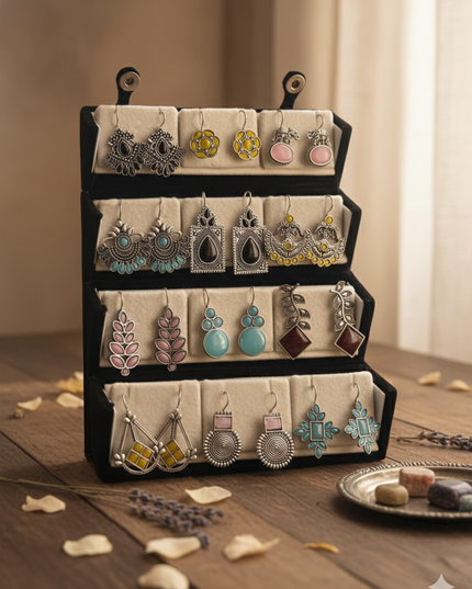 Oxidized Ethnic Designer Earrings Gift Box – Set of 12 (COMBO 10)