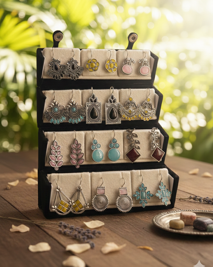 Oxidized Ethnic Designer Earrings Gift Box – Set of 12 (COMBO 10)