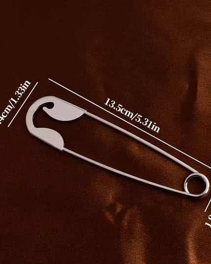 Oversized Safety Pin Hair Clip for Bun | Silver Metal Hair Pin | Korean Style Hair Accessory (VT-01)