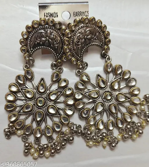 Afgani German Silver Oxidized Jhumki Earrings for Women (DESIGN 857)