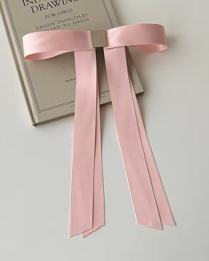 Magnetic Satin Bow Hair Clip | Long Ribbon Hair Bow | Coquette Aesthetic Hair Accessory for Women & Girls  (VT-11)