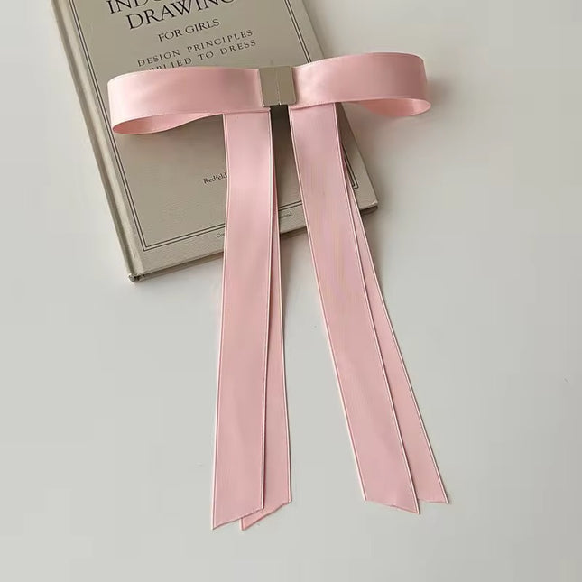 Magnetic Satin Bow Hair Clip | Long Ribbon Hair Bow | Coquette Aesthetic Hair Accessory for Women & Girls  (VT-11)