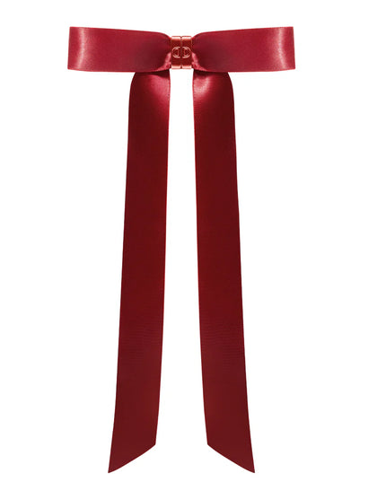 Magnetic Satin Bow Hair Clip | Long Ribbon Hair Bow | Red Coquette Aesthetic Hair Accessory for Women & Girls  (VT-12)