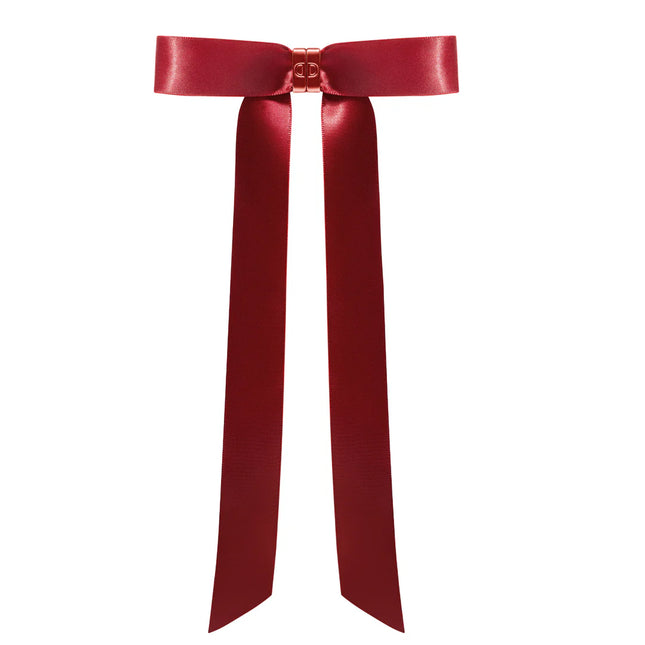 Magnetic Satin Bow Hair Clip | Long Ribbon Hair Bow | Red Coquette Aesthetic Hair Accessory for Women & Girls  (VT-12)