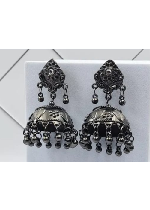 Afgani German Silver Oxidized Jhumki Earrings for Women (DESIGN 861)