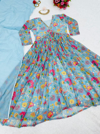 KD Designer Party Gown & Dupatta Set