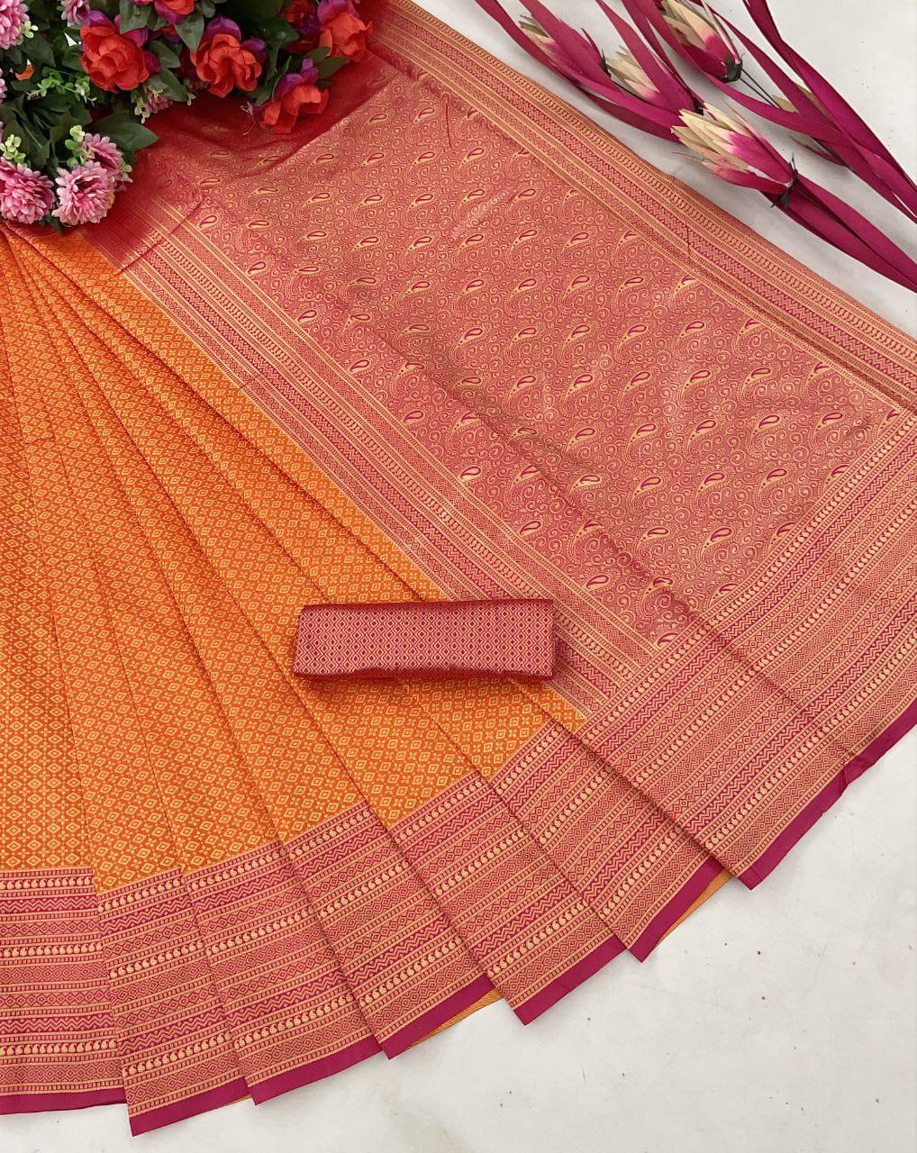 Shubh Lichi Slik  Banarasi Sarees