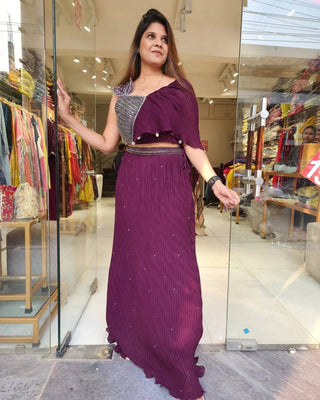 Prisha Designer crop top On Heavy Gorgette Fabric