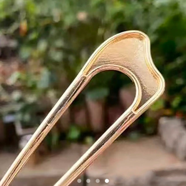 Korean Style Gold U-Shaped Metal Hair Pin | Minimalist Alloy Hair Stick Fork Bun Holder for Women & Girls (VT-102)