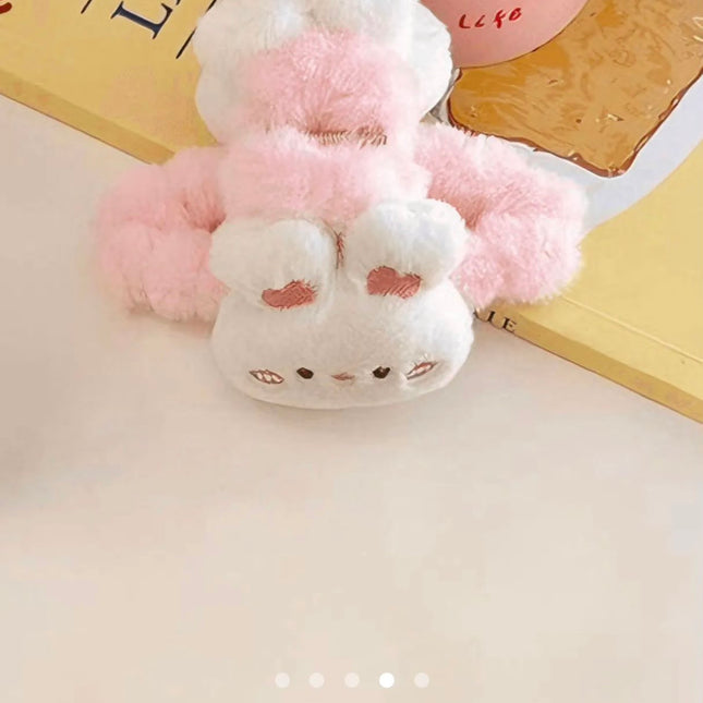 Cute Plush Bunny Furry Hair Claw Clip for Women & Girls | Korean Soft Fluffy Rabbit Character Hair Catch Clip Accessories (VT-104)
