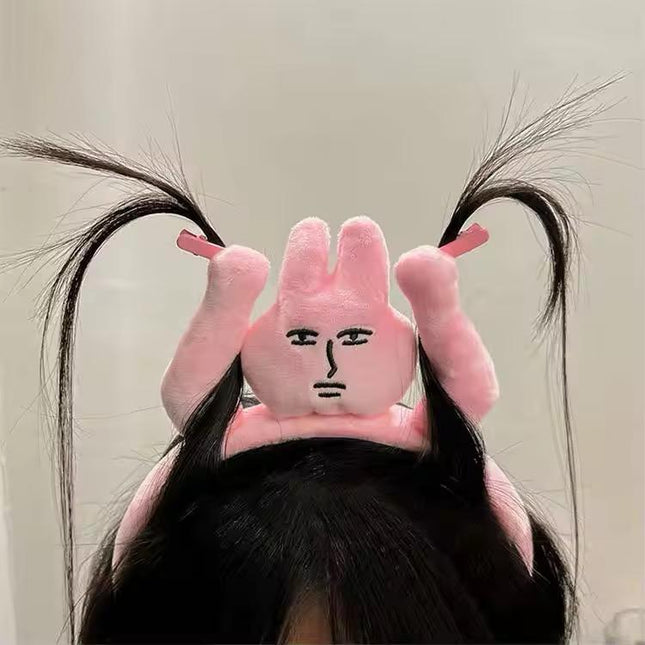 Moodface Plush Bunny Hairband – Funny Cute Aesthetic Headband for Girls (VT-27)