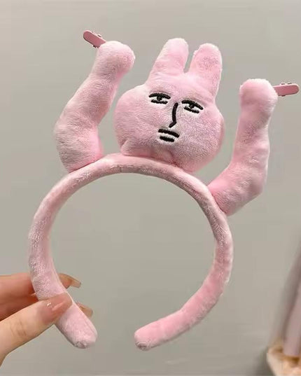 Moodface Plush Bunny Hairband – Funny Cute Aesthetic Headband for Girls (VT-27)