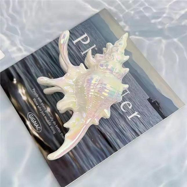 Conch Shell Hair Claw Clip – Iridescent Pearl Finish | Large Aesthetic Claw Clip for Women & Girls (VT-33)