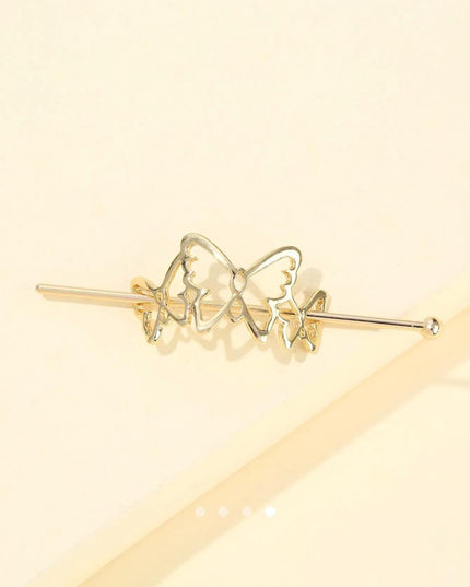 Butterfly Hair Stick Pin – Gold Metal Cutout Butterfly Hair Slide | Minimalist Hair Accessory for Women (VT-39)