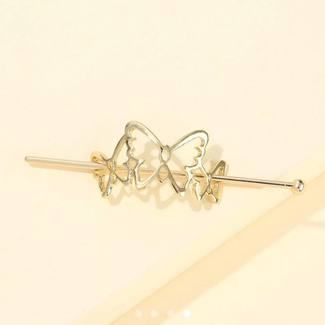 Butterfly Hair Stick Pin – Gold Metal Cutout Butterfly Hair Slide | Minimalist Hair Accessory for Women (VT-39)