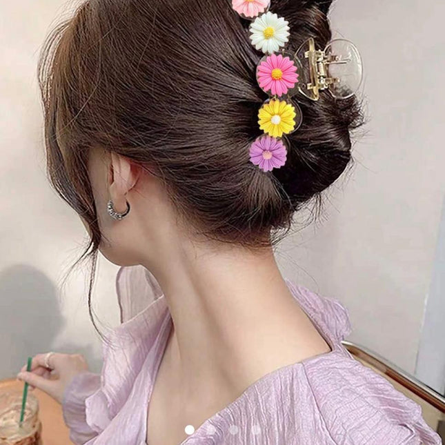 Daisy Flower Claw Clip – Multicolor Floral Hair Claw | Cute Aesthetic Hair Accessory for Women & Girls (VT-41)