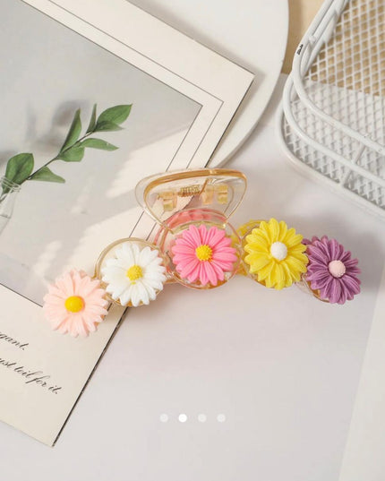 Daisy Flower Claw Clip – Multicolor Floral Hair Claw | Cute Aesthetic Hair Accessory for Women & Girls (VT-41)