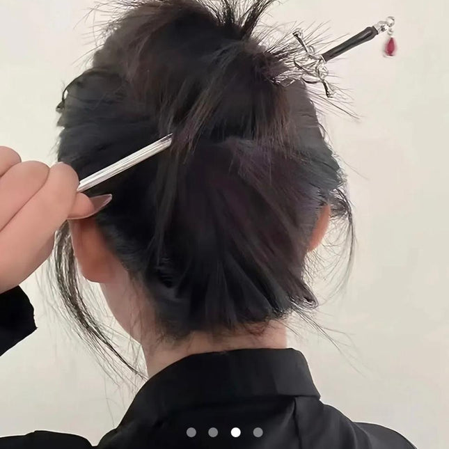 Sword Hair Stick with Red Gem Drop – Chinese Style Hanfu Hair Pin | Vintage Ancient Sword Hairpin for Women (VT-44)