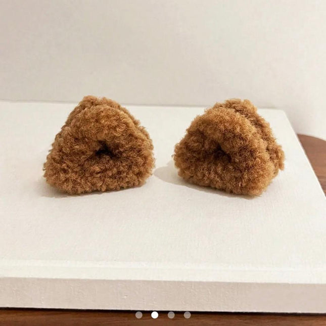 Plush Bear Ear Hair Clips (Set of 2) – Fuzzy Teddy Bear Ear Hairpins | Cute Aesthetic Hair Accessory (VT-48)