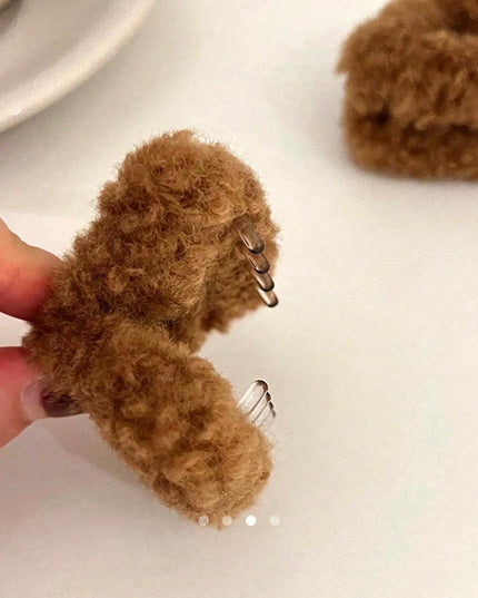Plush Bear Ear Hair Clips (Set of 2) – Fuzzy Teddy Bear Ear Hairpins | Cute Aesthetic Hair Accessory (VT-48)