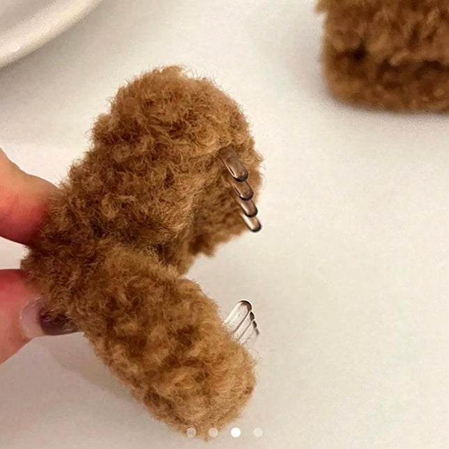 Plush Bear Ear Hair Clips (Set of 2) – Fuzzy Teddy Bear Ear Hairpins | Cute Aesthetic Hair Accessory (VT-48)