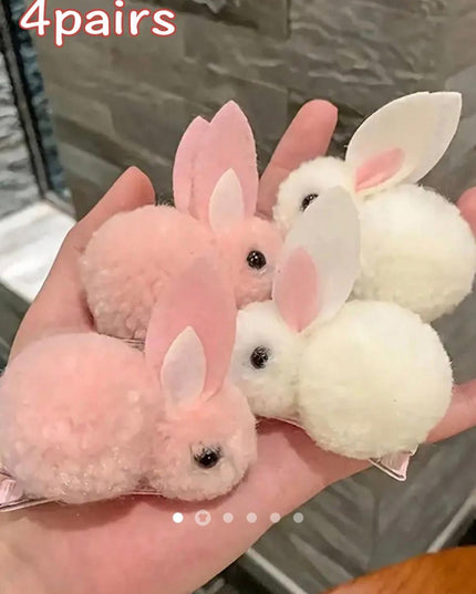 3D Pom-Pom Bunny Hair Clips (Set of 2) – Fluffy Rabbit Ear Hairpins | Cute Easter Aesthetic Hair Accessory (VT-49)