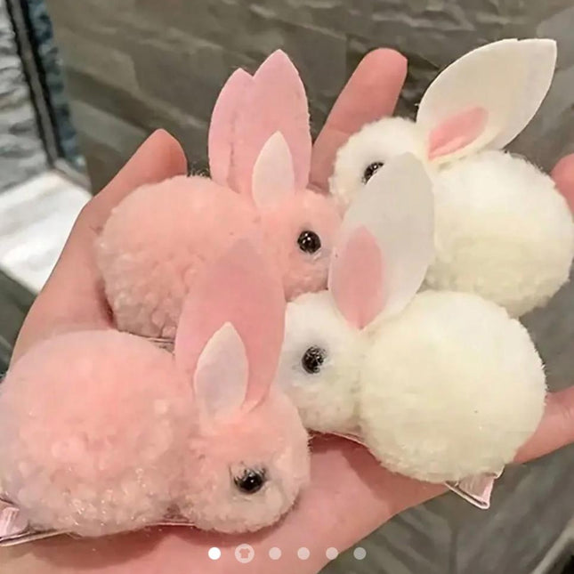 3D Pom-Pom Bunny Hair Clips (Set of 2) – Fluffy Rabbit Ear Hairpins | Cute Easter Aesthetic Hair Accessory (VT-49)